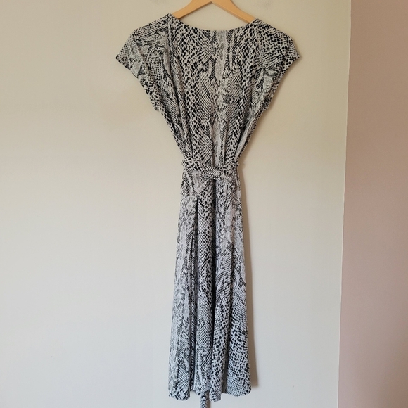 Norma Kamali Women's Cap Sleeve Snakeskin Print Jersey Wrap Dress Size XL - Picture 3 of 9